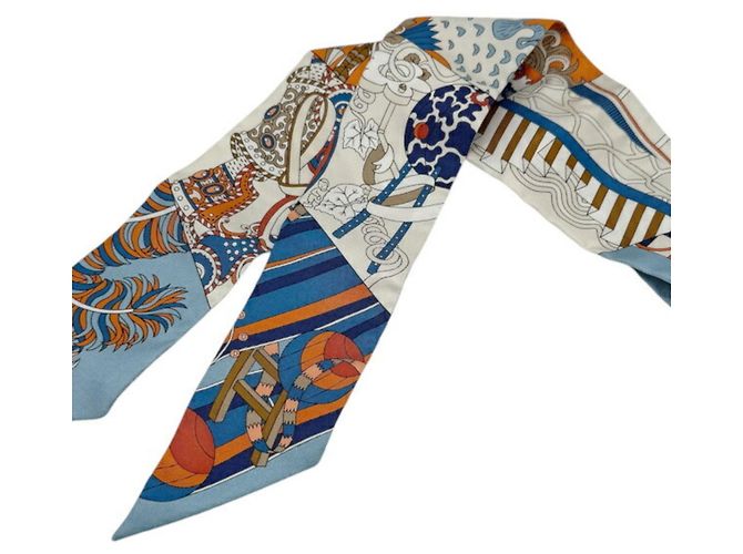 Hermès HERMES Twilly Schal in Blau und Orange - Ansicht 3