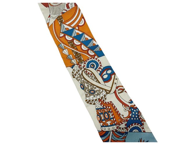 Hermès HERMES Twilly Schal in Blau und Orange - Ansicht 4