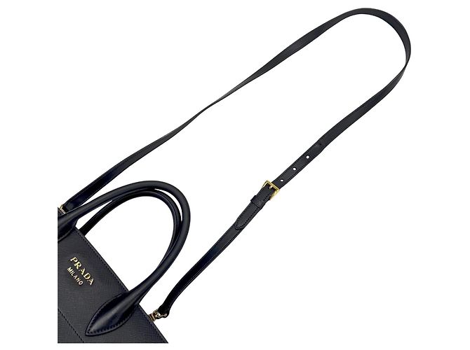 Borsa a mano Bibliotheque in pelle Saffiano Prada Nero Rosso - vista 11