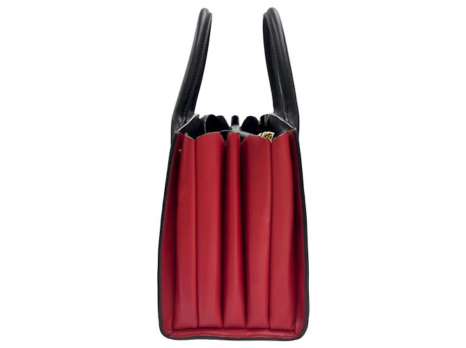 Borsa a mano Bibliotheque in pelle Saffiano Prada Nero Rosso - vista 3