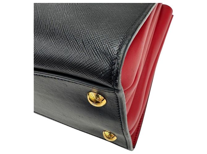 Borsa a mano Bibliotheque in pelle Saffiano Prada Nero Rosso - vista 6