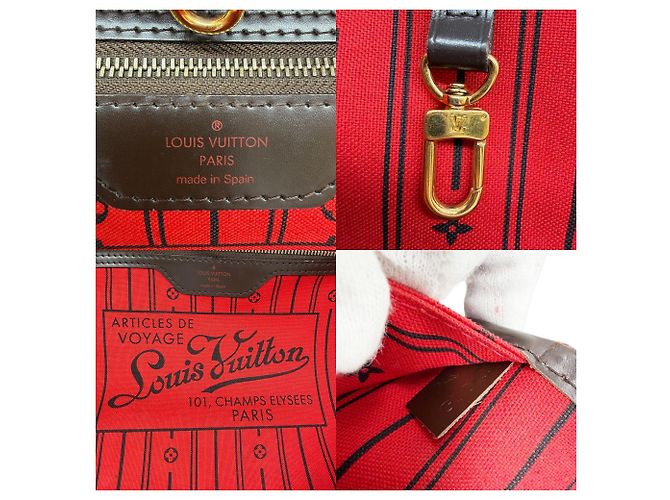 Borsa a tracolla Louis Vuitton Neverfull MM Damier Marrone - vista 19
