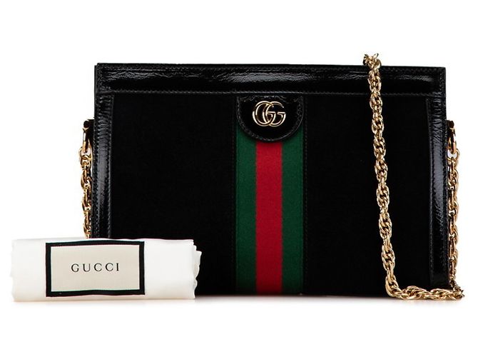 Borsa a tracolla con catena Gucci Ophidia Sherry Line Nero - vista 8