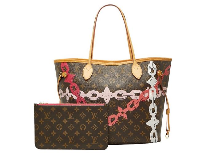 Borsa Tote Louis Vuitton Monogram Bayprint Neverfull MM Marrone Rosa - vista 12