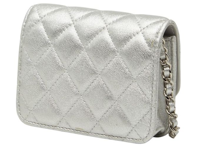 Bolso de Hombro Pouch Chanel Mini Matelassé Coco Mark Chain Plata - vista 2