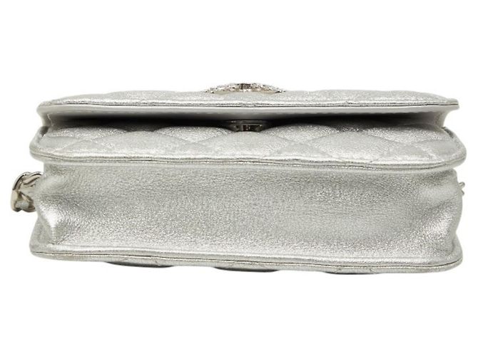 Bolso de Hombro Pouch Chanel Mini Matelassé Coco Mark Chain Plata - vista 3