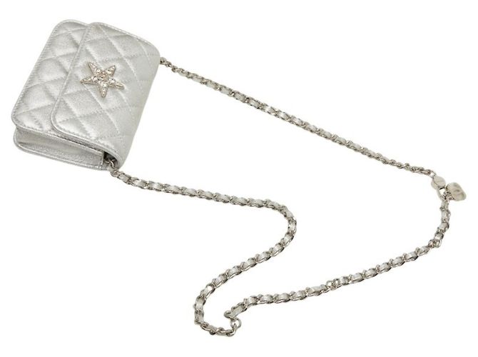 Bolso de Hombro Pouch Chanel Mini Matelassé Coco Mark Chain Plata - vista 6
