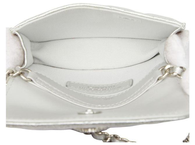 Bolso de Hombro Pouch Chanel Mini Matelassé Coco Mark Chain Plata - vista 8