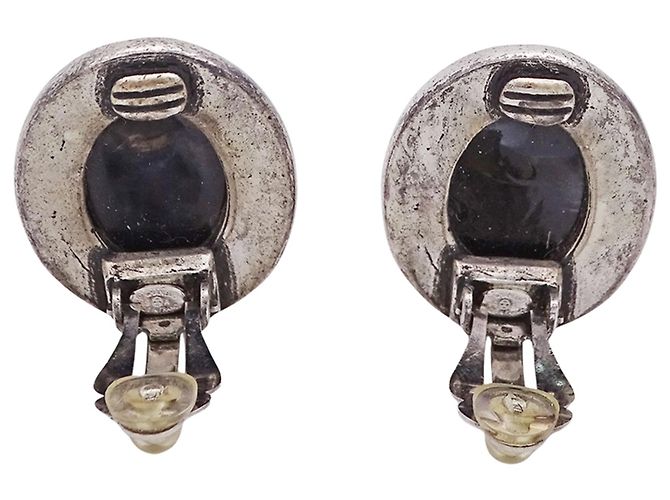 Chanel Clip-Ohrringe Schwarz und Silber - Ansicht 4
