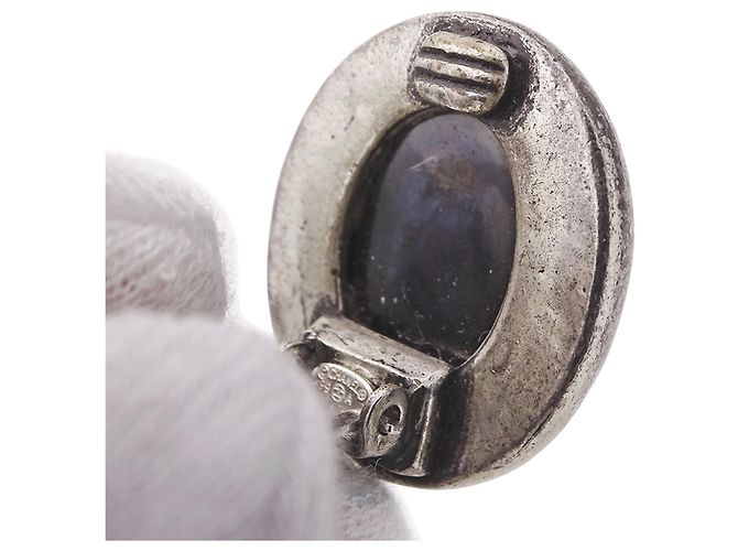 Chanel Clip-Ohrringe Schwarz und Silber - Ansicht 6