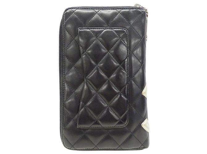 Chanel Cambon Long Wallet aus schwarzem Lammleder - Ansicht 2