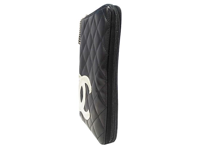 Chanel Cambon Long Wallet aus schwarzem Lammleder - Ansicht 4