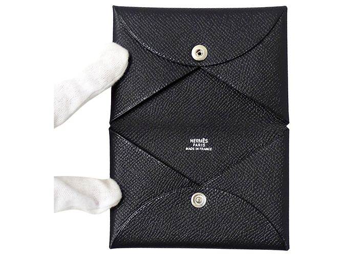 Tarjetero de piel Epsom Hermès Negro - vista 4