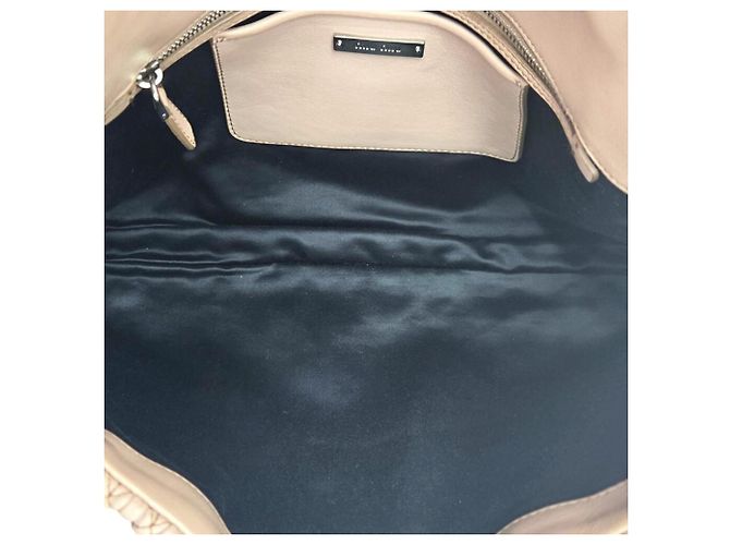 Borsa a Spalla Miu Miu Matelassé Nappa Crystal Bijou Beige - vista 11