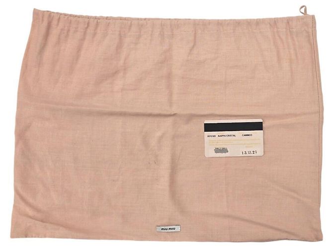 Borsa a Spalla Miu Miu Matelassé Nappa Crystal Bijou Beige - vista 13
