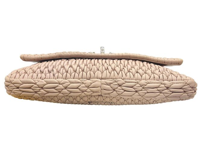 Borsa a Spalla Miu Miu Matelassé Nappa Crystal Bijou Beige - vista 5