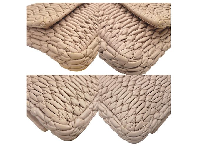 Borsa a Spalla Miu Miu Matelassé Nappa Crystal Bijou Beige - vista 6