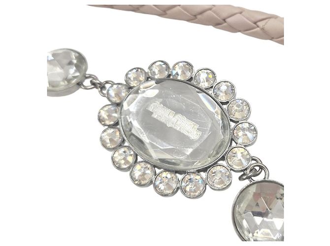 Borsa a Spalla Miu Miu Matelassé Nappa Crystal Bijou Beige - vista 9