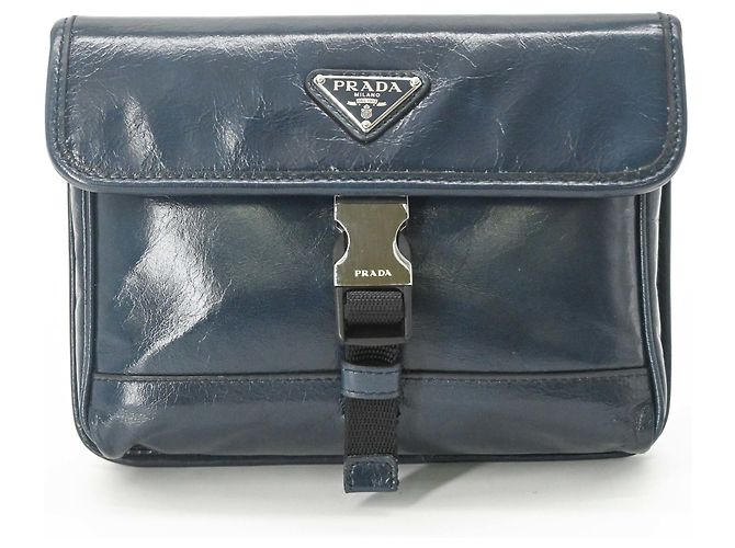Borsa a tracolla in pelle Softlook Prada Blu navy - vista 2