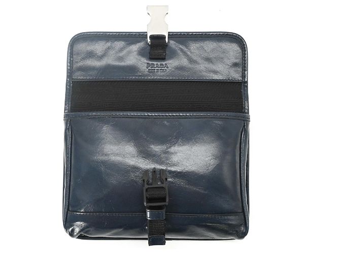 Borsa a tracolla in pelle Softlook Prada Blu navy - vista 7