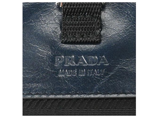 Borsa a tracolla in pelle Softlook Prada Blu navy - vista 8