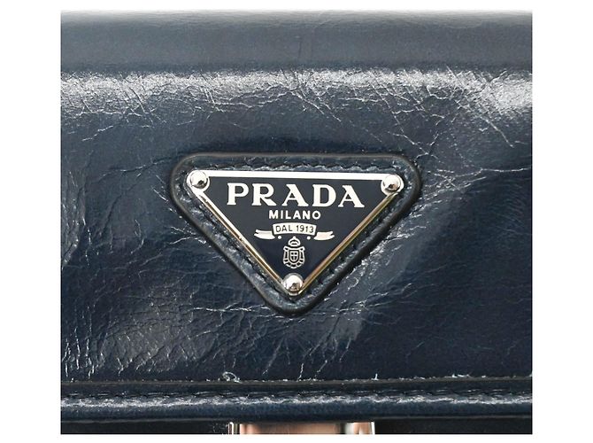 Borsa a tracolla in pelle Softlook Prada Blu navy - vista 9
