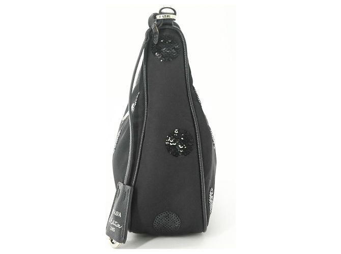 Borsa Prada Re-Nylon Re-Edition 2005 con paillettes Nero - vista 5