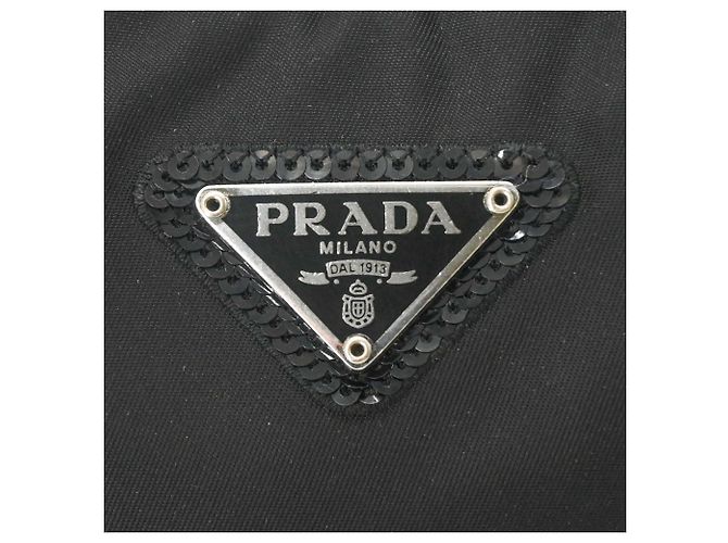 Borsa Prada Re-Nylon Re-Edition 2005 con paillettes Nero - vista 7