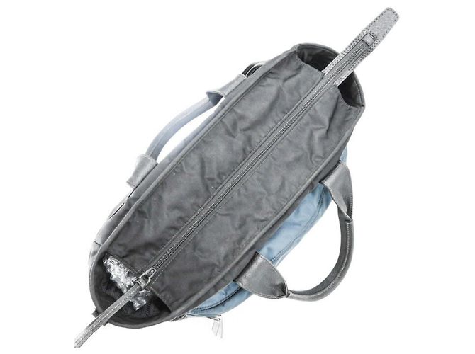 Borsa Tote in Nylon Tessuto Prada Nero Blu - vista 10