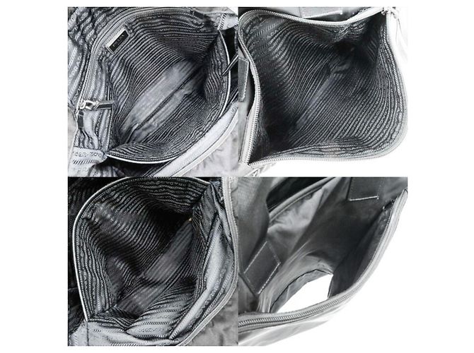 Borsa Tote in Nylon Tessuto Prada Nero Blu - vista 12