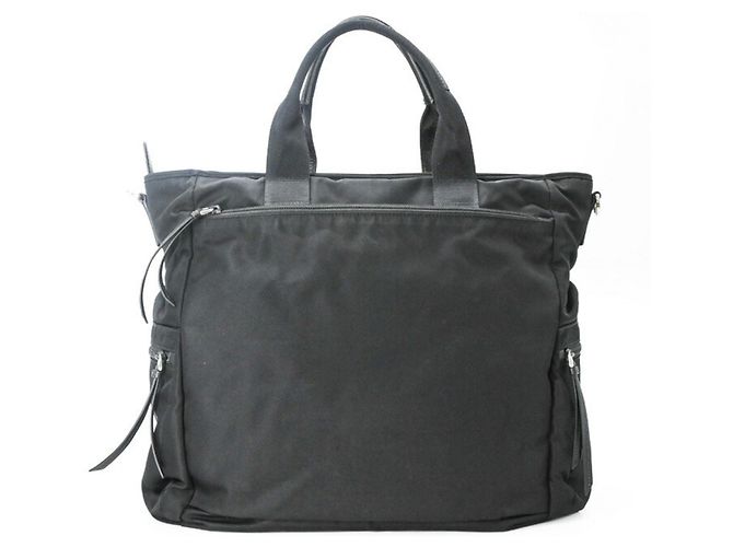 Borsa Tote in Nylon Tessuto Prada Nero Blu - vista 2