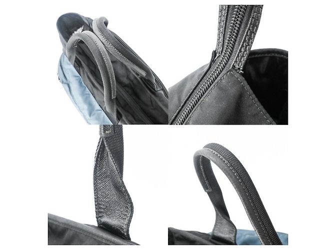 Borsa Tote in Nylon Tessuto Prada Nero Blu - vista 5