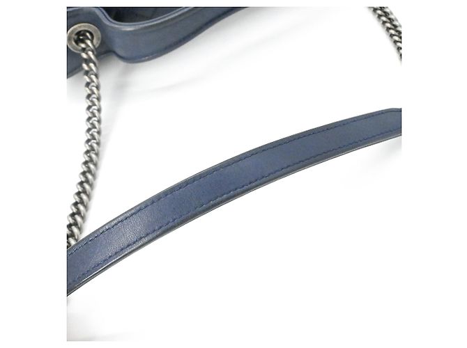 Borsa Chanel in pelle matelassé blu navy - vista 6