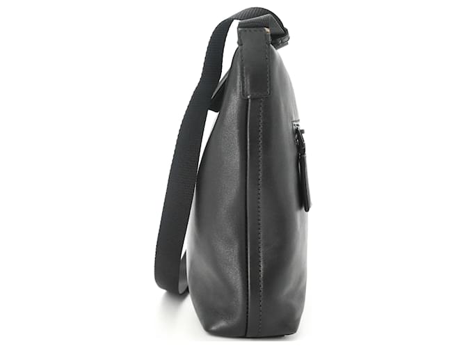 Borsa a tracolla Prada in pelle nera e blu Nero - vista 4