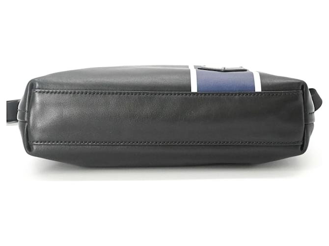 Borsa a tracolla Prada in pelle nera e blu Nero - vista 6