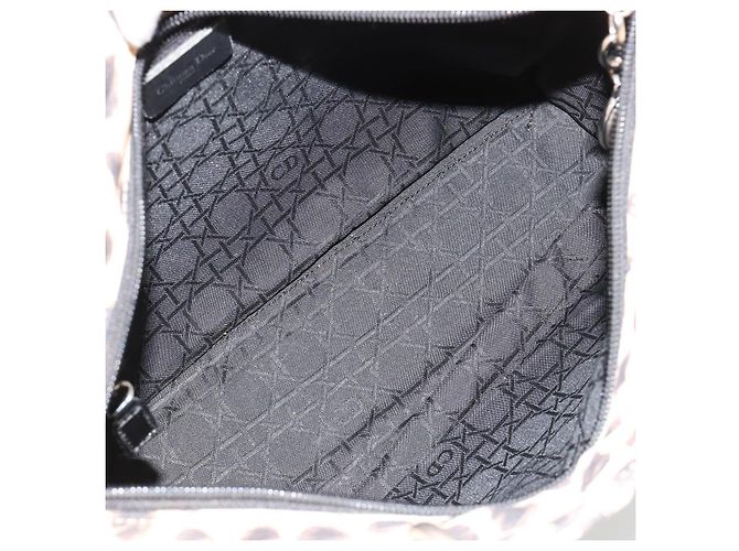 Borsa Christian Dior Canage Lady Dior in nylon beige argento Auth 182018V - vista 10