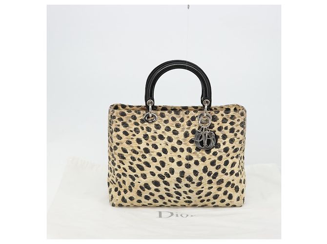 Borsa Christian Dior Canage Lady Dior in nylon beige argento Auth 182018V - vista 12