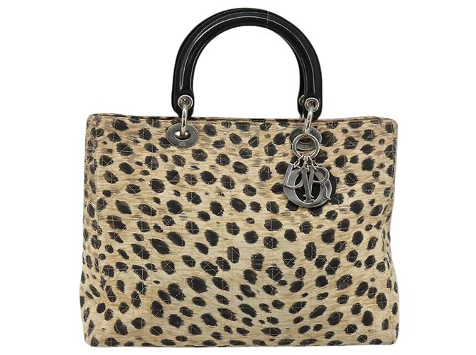 Borsa Christian Dior Canage Lady Dior in nylon beige argento Auth 182018V - vista 13