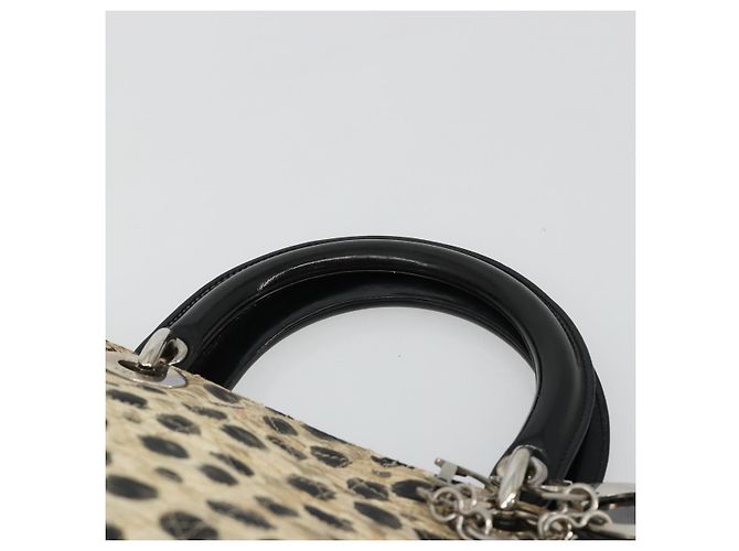 Borsa Christian Dior Canage Lady Dior in nylon beige argento Auth 182018V - vista 14