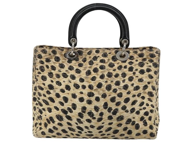 Borsa Christian Dior Canage Lady Dior in nylon beige argento Auth 182018V - vista 2