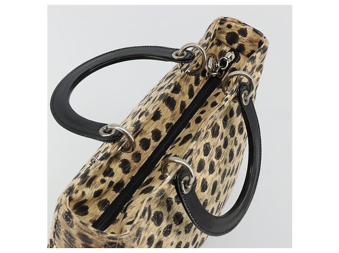 Borsa Christian Dior Canage Lady Dior in nylon beige argento Auth 182018V - vista 6