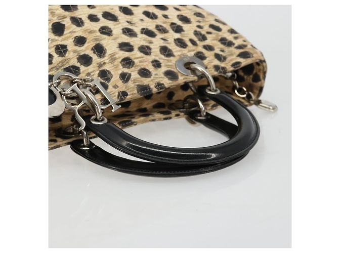 Borsa Christian Dior Canage Lady Dior in nylon beige argento Auth 182018V - vista 7