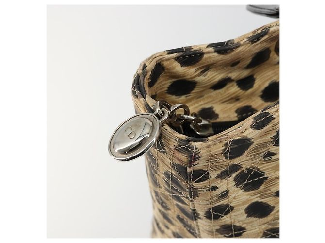Borsa Christian Dior Canage Lady Dior in nylon beige argento Auth 182018V - vista 9