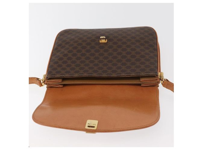 Céline Borsa a Spalla CELINE Macadam Canvas PVC Pelle Marrone Oro Auth 182863 D'oro - vista 10