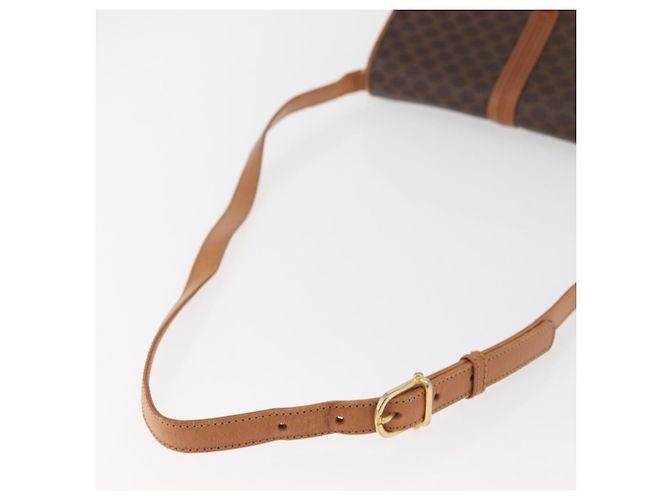 Céline Borsa a Spalla CELINE Macadam Canvas PVC Pelle Marrone Oro Auth 182863 D'oro - vista 7