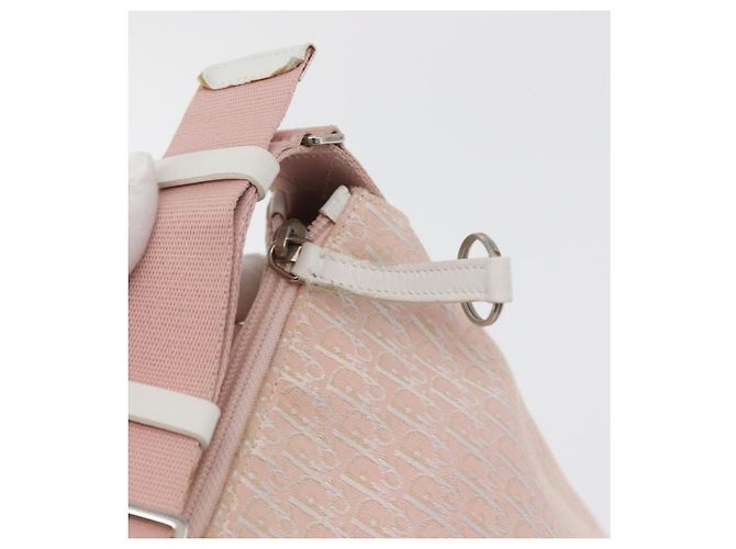 Borsa a tracolla Christian Dior Trotter Canvas Rosa Argento Auth bs35231 - vista 18