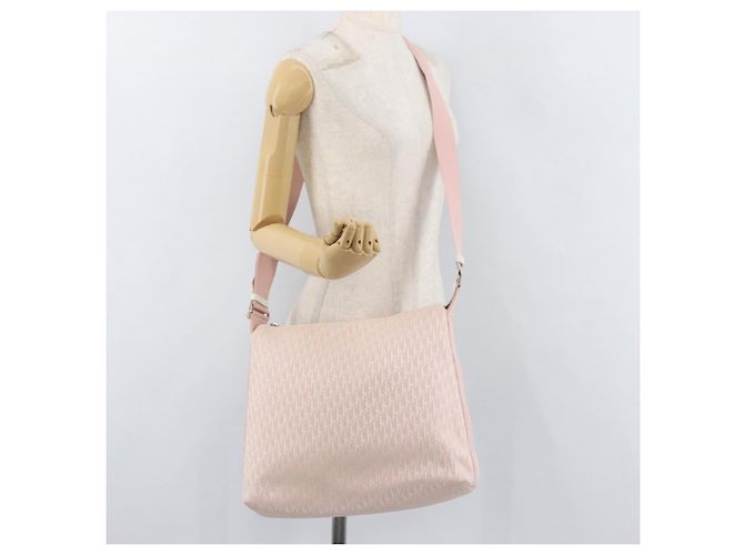 Borsa a tracolla Christian Dior Trotter Canvas Rosa Argento Auth bs35231 - vista 24