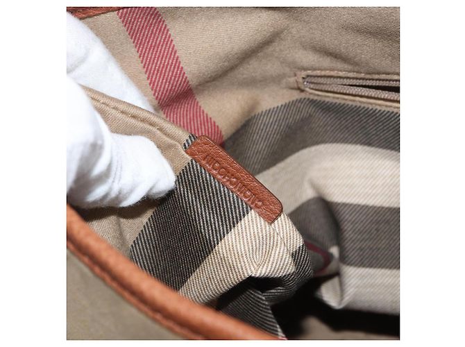 Bolso Tote BURBERRY de lona beige y oro Auth 182423 Dorado - vista 11