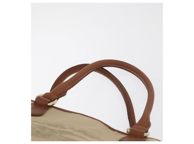 Bolso Tote BURBERRY de lona beige y oro Auth 182423 Dorado - vista 14