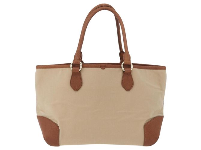 Bolso Tote BURBERRY de lona beige y oro Auth 182423 Dorado - vista 2